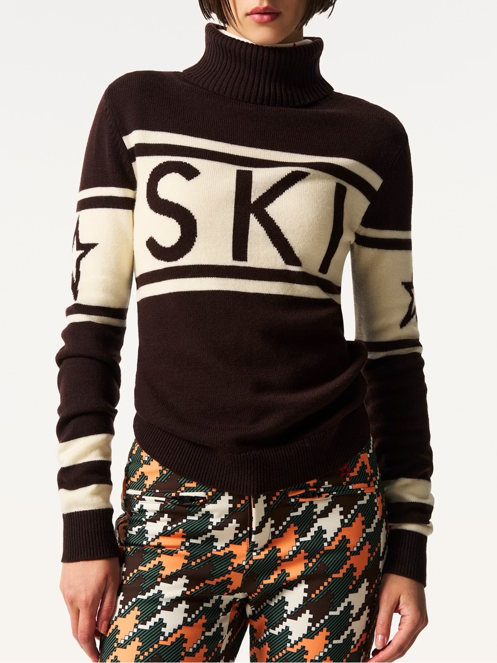 Perfect Moment Schild ski sweater in chocolate brown